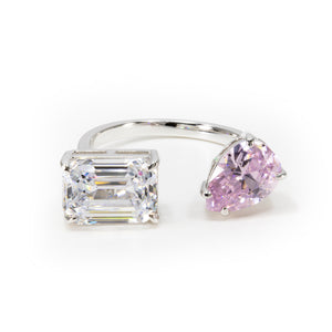 Pink Pear-shape and Emerald-cut Two-Stone Engagement Ring