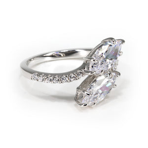 2ct Bypass Marquise-cut Two-Stone Engagement Ring
