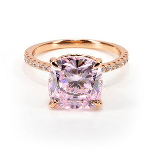 5ct Pink Cushion-cut Double Hidden Halo Engagement Ring