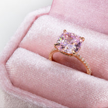 Load image into Gallery viewer, 5ct Pink Cushion-cut Double Hidden Halo Engagement Ring
