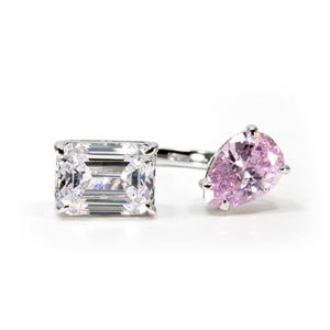 Pink Pear-shape and Emerald-cut Two-Stone Engagement Ring