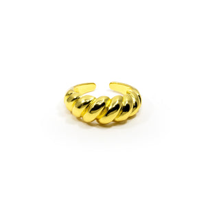Adjustable Minimalist Yellow Gold Plated Twisted Dome Ring
