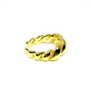 Adjustable Minimalist Yellow Gold Plated Open Twisted Dome Ring
