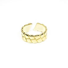 Load image into Gallery viewer, Adjustable Minimalist Yellow Gold Plated Checker Wide Band
