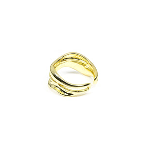 Adjustable Minimalist Yellow Gold Plated Abstract Wrap Ring