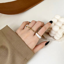 Load image into Gallery viewer, 3 Pieces/ Minimalistic Stackable Modern Ring Set in Gold Color
