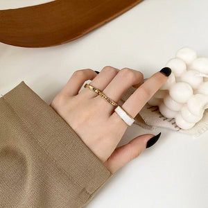 3 Pieces/ Minimalistic Stackable Modern Ring Set in Gold Color