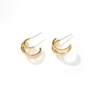 Gold Plated Overlap Hoop Earring with Silver Pin