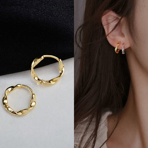 Gold Plated Wave Hoop Earring, Made with Silver