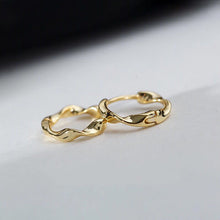 Load image into Gallery viewer, Gold Plated Wave Hoop Earring, Made with Silver
