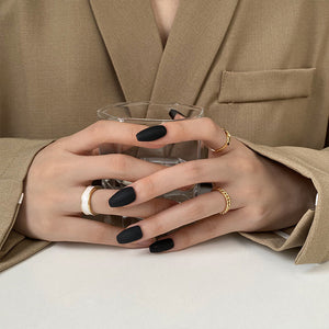 3 Pieces/ Minimalistic Stackable Modern Ring Set in Gold Color