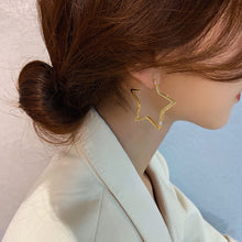 Load image into Gallery viewer, Shimmer Star Hoop Earring in Gold Color
